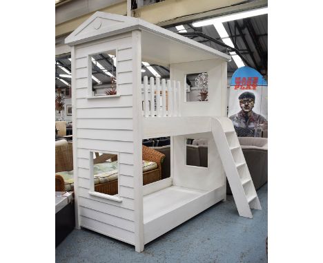 BUNK BEDS, white painted in the form of a house (with ladder).