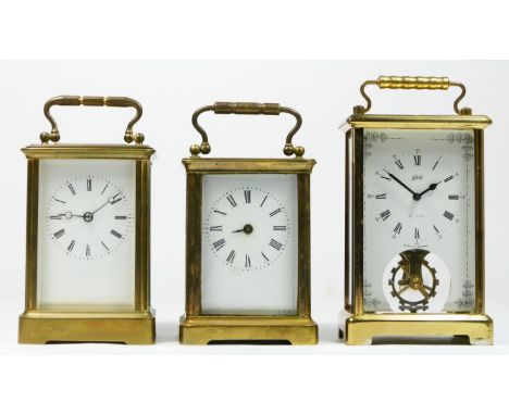 A Schatz German 8 day carriage clock, together with two unnamed 8 day examples. (3) 