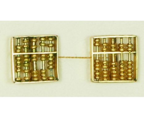 A pair of 9ct gold abacus ear studs, 1.5gm