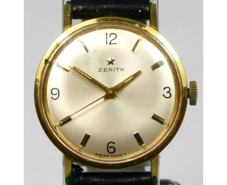Zenith, a gilt metal manual wind gentleman's wristwatch, presentation inscription dated 1970, 30mm 