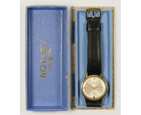 Rotary, a 9ct gold manual wind date gentleman's wristwatch, Glasgow import 1961, 21 jewel movement, case, 33mm 