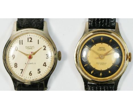 Smiths Empire, a manual wind gentleman's wristwatch with black chapter ring and another with white dial (2) 