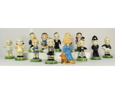 Thirteen ltd edition Carltonware 'Kids' porcelain figurines, to include Groom, Time For Bed, Sailor, Spice Girl, Bride, etc.(