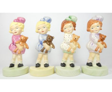 Four Carltonware flatback figures, designed by Mabel Lucie Attwell.22cm tall. 