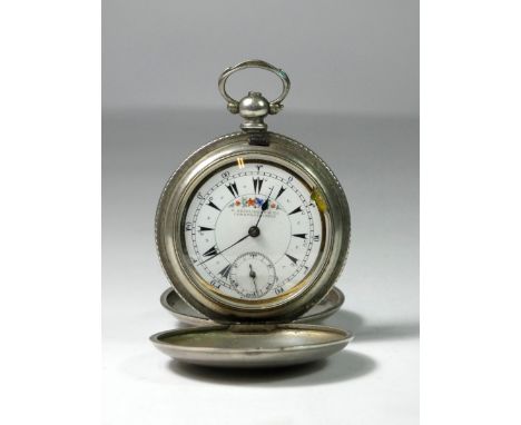 A K. Serkisoff &amp; Co. (Constantinople) Swiss made .800 grade silver hunter pocket watch, key wind, having signed white ena