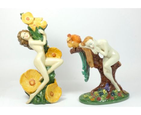 Carltonware figurines, entitled 'Bird Of Paradise' Ltd edition 31/600, 19cm tall, together with an example entitled 'Buttercu