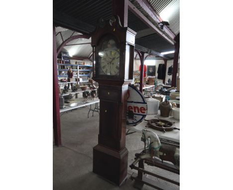 A 19th Century mahogany longcase clock having painted dial and eight day movement by S. Wherly of Bishop Auckland AF