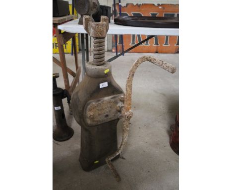 A vintage Haley's patent threshing machine jack