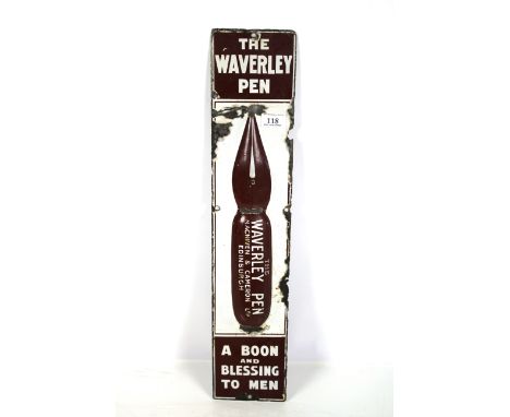 An enamel "Waverley Pen" advertising sign by MacNiven &amp; Cameron Ltd, Edinburgh, approx. 24" long overall