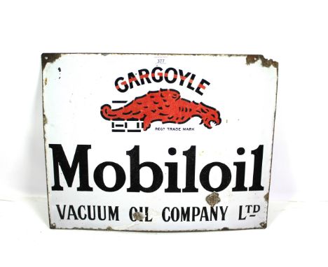 An vintage enamel advertising sign for "Mobiloil Vacuum Oil Co. Ltd", approx. 19" x 24"