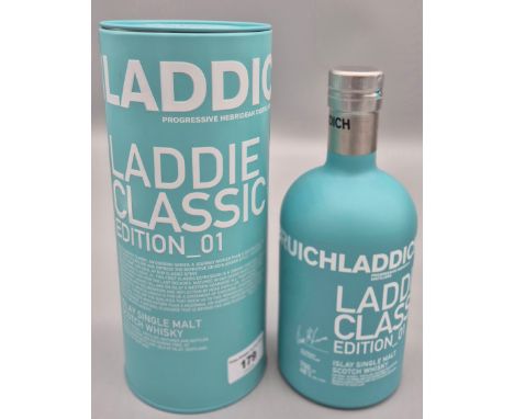 Boxed bottle of Bruichladdich Laddie Classic Edition 01 Islay Single Malt Scotch Whisky. 70cl. Full, Sealed and boxed.