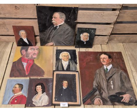 A Collection of portrait paintings on glass. Varying sizes. Large- 36x29cm. 
