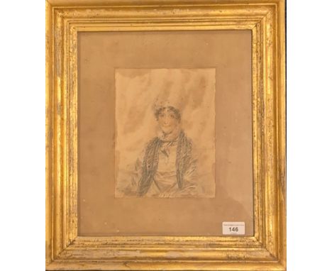 Benjamin Burnell (1769- 1828) British.Original pencil drawing of Mrs Elizabeth Stratton of Stratton Park. Drawn in 1819. Deta