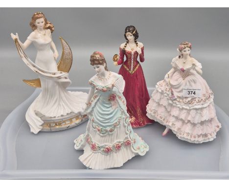 A Collection of Four Royal Worcester figurines; Limited edition figure of the year of 2000 Celestia, The Fairest Rose sculptu