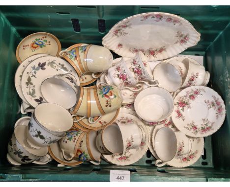 A Crate of Tea ware; Royal Albert Lavender Rose tea service, Royal Doulton tea ware &amp; others