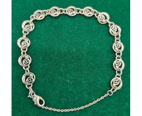 9ct yellow gold Rennie Mackintosh design bracelet. [8.87grams] 