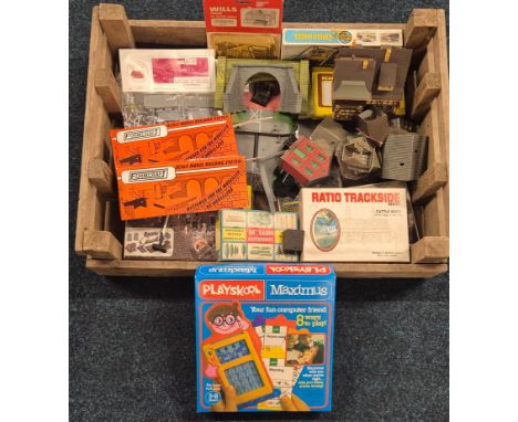 A Crate of Railway model kits &amp; buildings; Form craft scale modelbuilding system, House buildings &amp; many other items