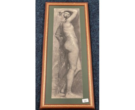 Original Charcoal drawing - Nude study- Unsigned. Frame- 85x34cm.