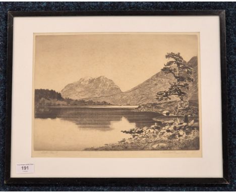 Andrew Watson Turnbull [b.1874]Original etching titled " Liathach from Loch Clair" Frame- 37.5x47.5cm.