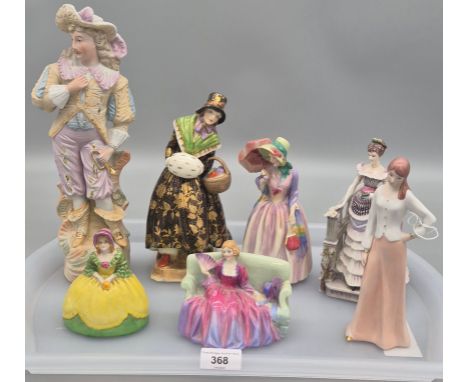 A Collection of Victorian &amp; vintage porcelain figurines; Royal Worcester Victorian series Louisa, Royal Doulton figurines