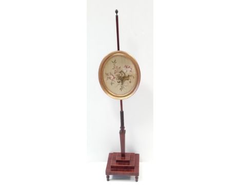 Georgian Inlaid Mahogany Tapestry Pole Screen