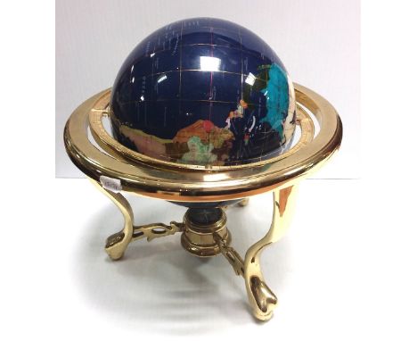 World Globe on Brass Stand 