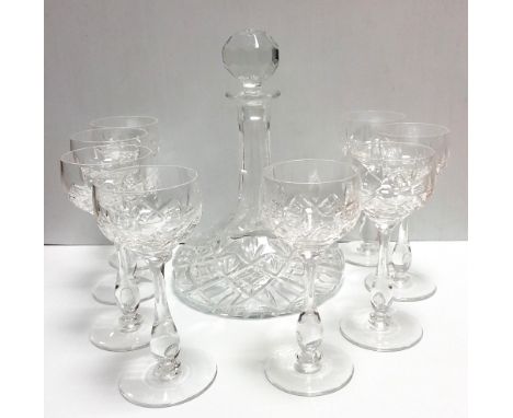 Ships Decanter & 8 Hock Glasses