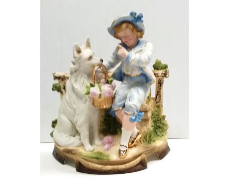Bisque Figure of Boy & Dog