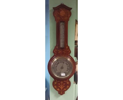 Edw Inlaid Mahogany  Barometer 