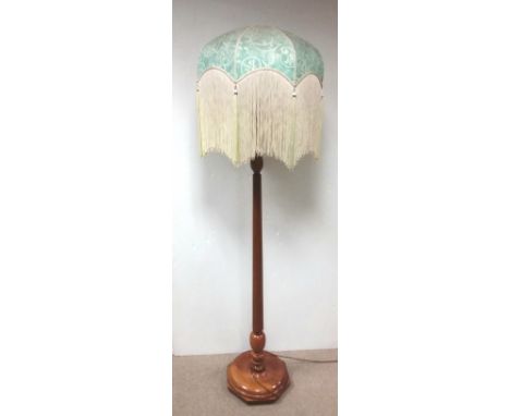Art Deco Walnut Standard Lamp &amp; Shade