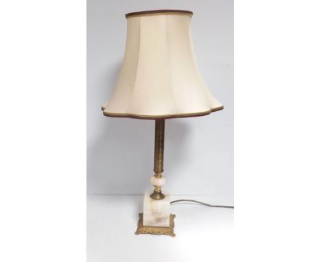 Unusual Brass & Onyx Table Lamp