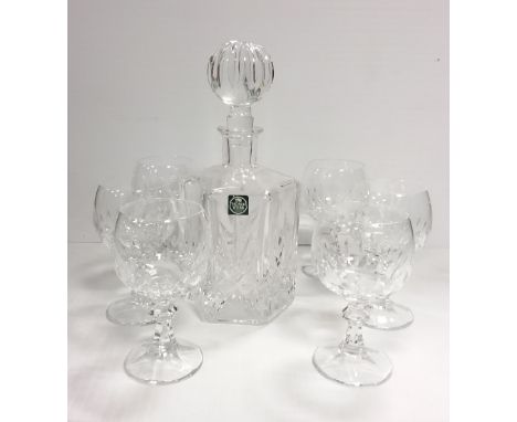Thomas Webb Cut Glass Decanter plus 6 Wine Glasses