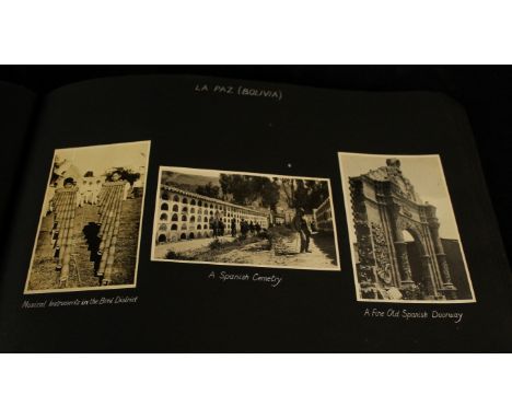 Two photograph albums containing approx two hundred eighty eight photographs of a South American tour in 1932Album to include