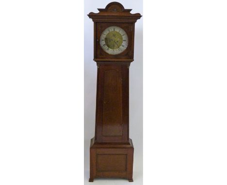 T S Kennedy Kilmarnock, a 19th Century mahogany longcase clock The hood with arched pediment pillared side supports over a bo