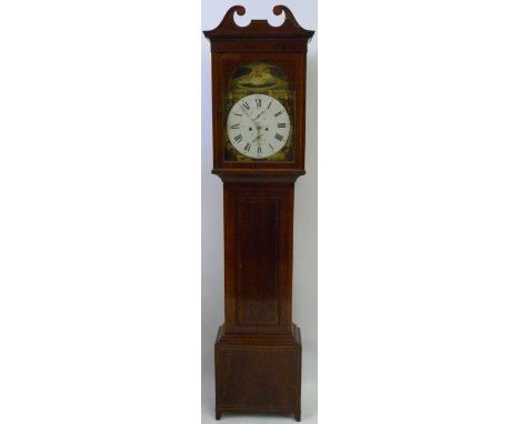 William Allan Beith, a 19th Century mahogany longcase clockThe hood with broken arched pediment the body with plain trunk doo