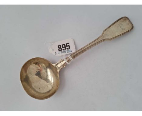 A heavy fiddle and thread crested sauce ladle, London 1837 by J&amp;A Savoury, 82g