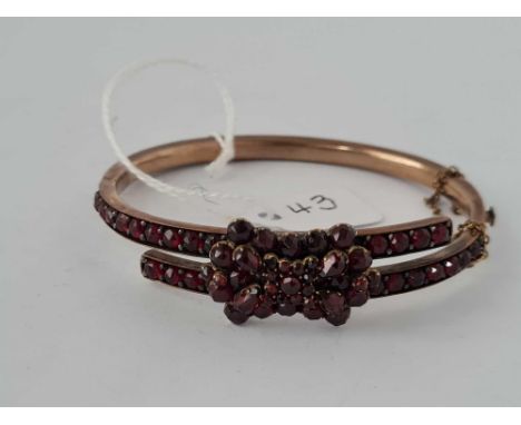 Antique Victorian bohemian garnet crossover design hinged bangle