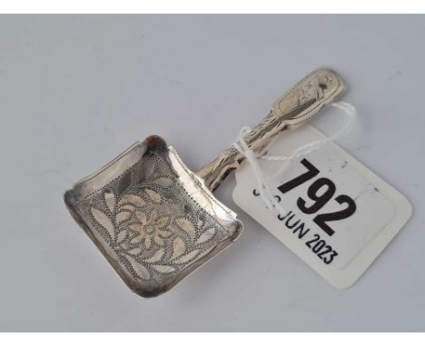 Another Georgian caddy spoon with oblong engraved bowl. Birmingham 1830 By U &amp; H