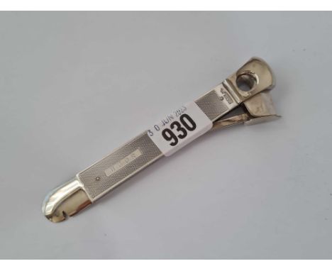 Good  cigar cutter with engine turned decoration. 6 inch long. Birmingham 1950