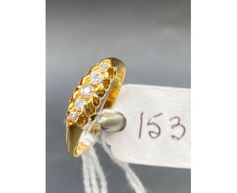 A pretty Victorian five bright stone diamond ring 18ct gold size N 2.1 gms