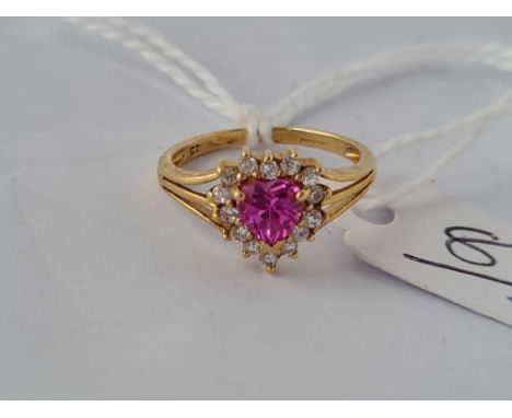 A pink heart dress ring 9ct size J   1.6 gms