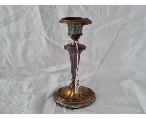 Adams style oval candlestick with fluted decoration. Birmingham 1911 By C B