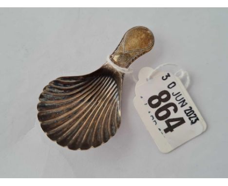 Georgian caddy spoon with shell shaped bowl. Birmingham 1817 By I T