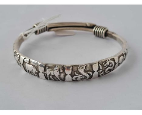 A oriental silver extending bangle