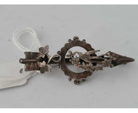 Antique Victorian silver “Lovers” arrow brooch, hallmarked Birmingham 1905