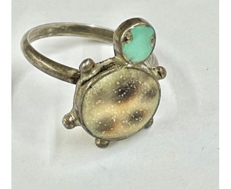 Antique silver &amp; turquoise original Navajo ring  