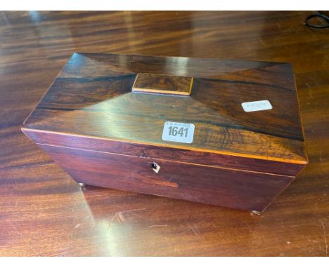 A Regency Period Rose wood tea caddy with fitted interior, 12" wide