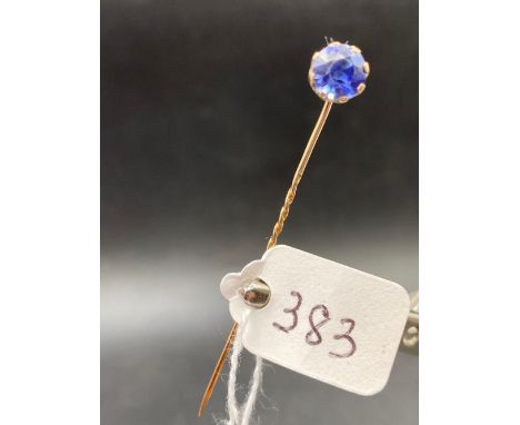 A large Ceylon Sapphire single stone Victorian Stick Pin screw top