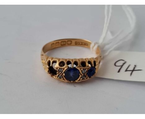 A sapphire and diamond ring one stone missing 18ct gold size  N    2.8 gms