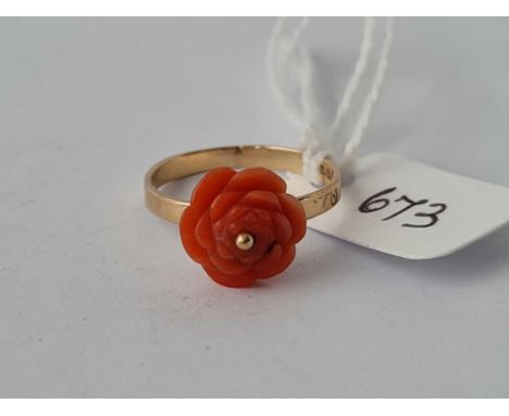 A coral rose ring 9ct size L   1.6 gms